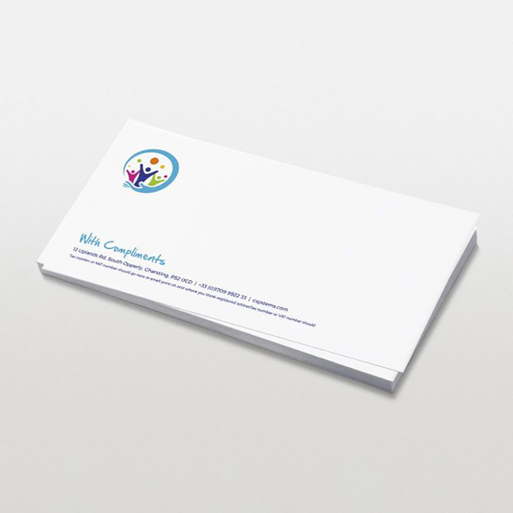Business stationery compliment slip