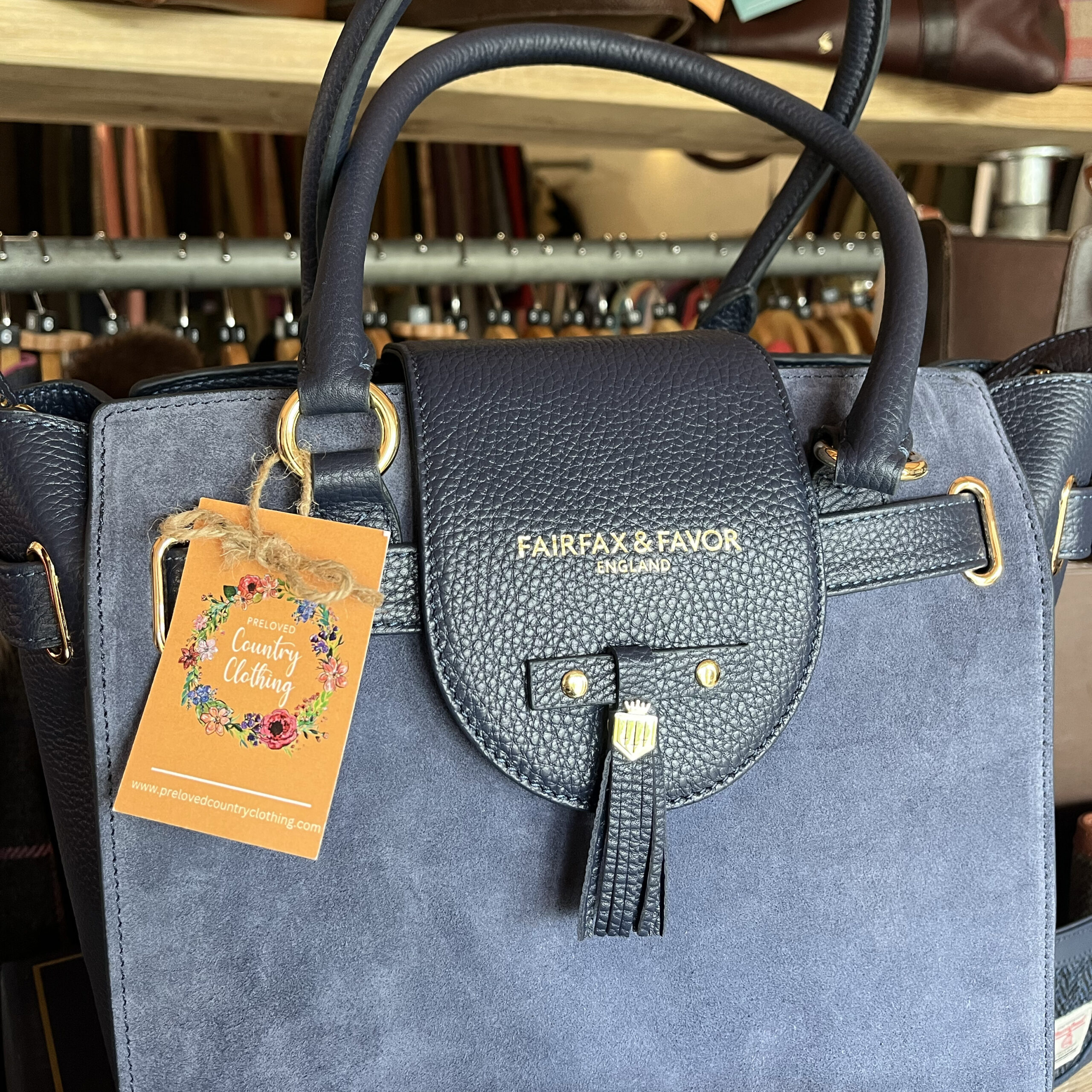 Country Clothing Swing Tags on Handbag scaled