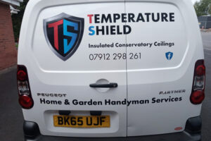 Temperature shield Van Vehicle Graphics Signwriting rear of van 300x200